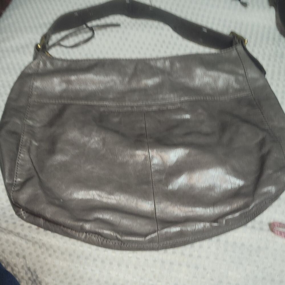 HOBO LEATHER EUC XL LEATHER SERRA GRAY HOBO SHOULDER BAG